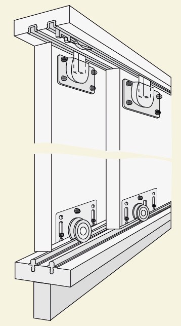 74 60kg Bottom Sliding Door Twin Track Kit