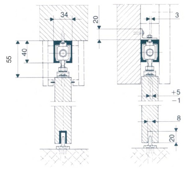 84 125kg Sliding Door Track Kit 84 Sliding Door Track Fixing Details