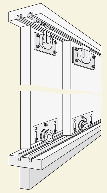 60kg Bottom Sliding Door Twin Track Kit, Rails For Sliding Cabinet Doors